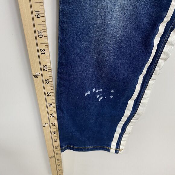 M Society Denim Jeans Mens Actual Size 38Wx31 Blue Paint Splattered Side Stripes - Picture 12 of 13